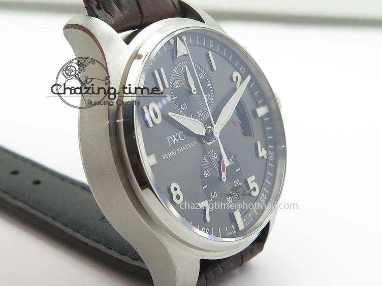 MIROTIME 0504 Pilot Chrono SS 3878 Gray Dial on Brown Leather Strap A Resilient 7395